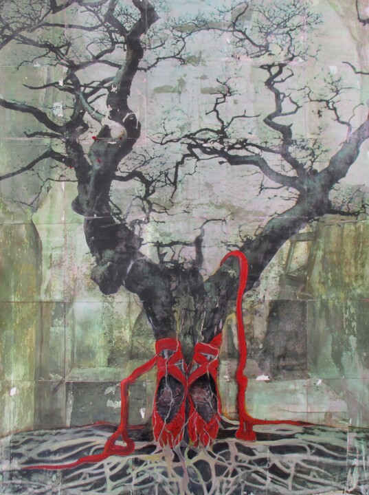 Red Shoes 绘画, 51.2x38.2 in