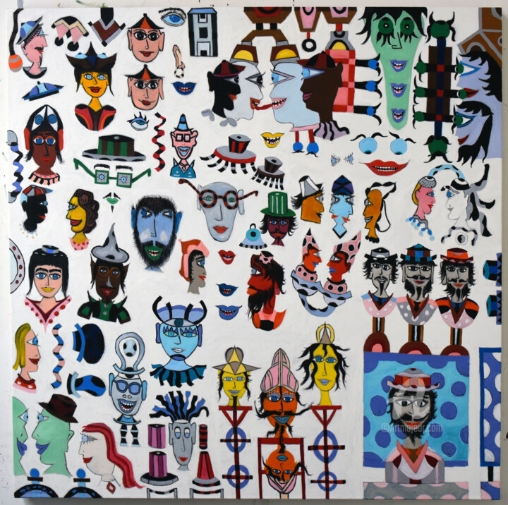 Malerei mit dem Titel "Faces" von Sergio Gio, Original-Kunstwerk, Öl