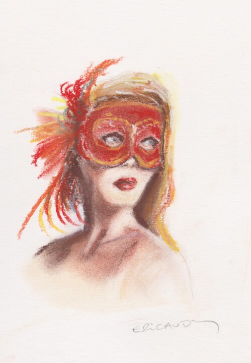 Femme au masque rubis 图画, 11.7x8.3 in