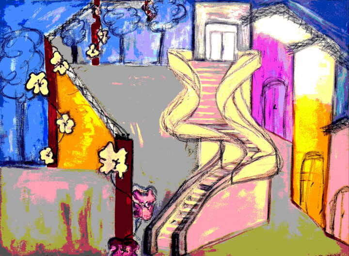 " The stairs" Numérique. Prints 数字艺术