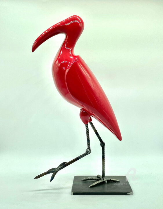 Ibis rouge 雕塑, 15.4x6.3 in
