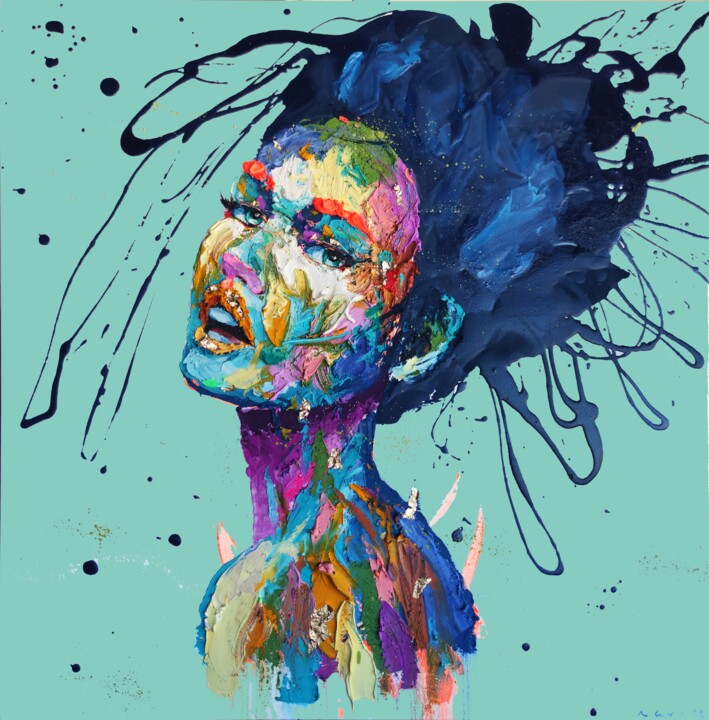 Blue jean love 绘画, 31.5x31.5 in