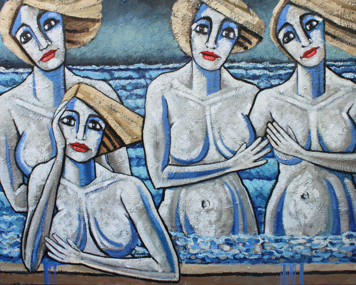 Sirenas de Cadaqués - Mermaids of Cadaqués. 绘画, 74.8x94.5 in