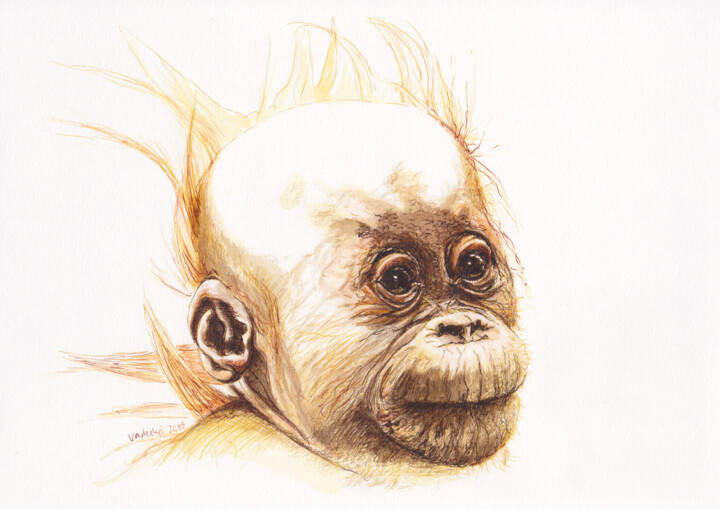 Trauriger kleiner Orang 图画, 8.3x11.7 in