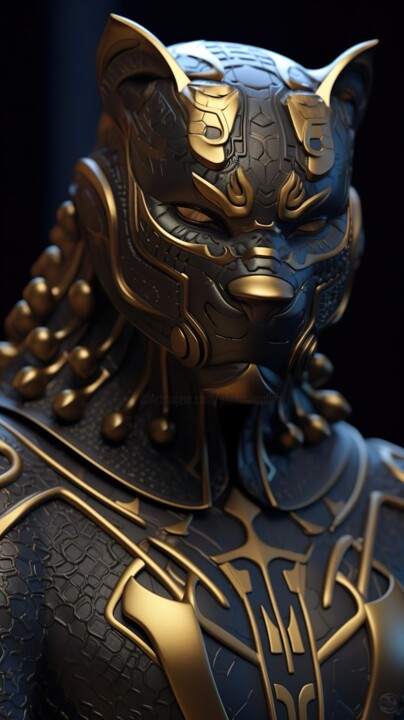 Black Panther Golden Warrior 数字艺术