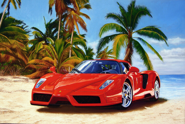 "Enzo Ferrari" 绘画, 31.5x47.2 in