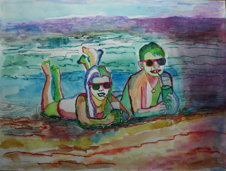Peinture intitulée "A23-7" par Philip Moreau, Œuvre d'art originale, Aquarelle