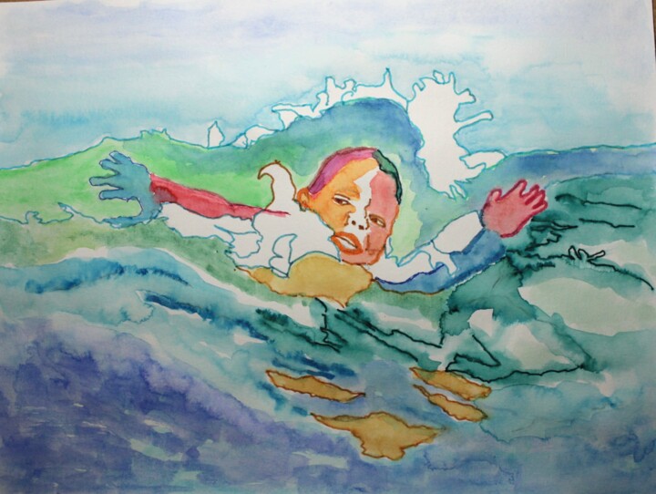 Peinture intitulée "A23-8" par Philip Moreau, Œuvre d'art originale, Aquarelle