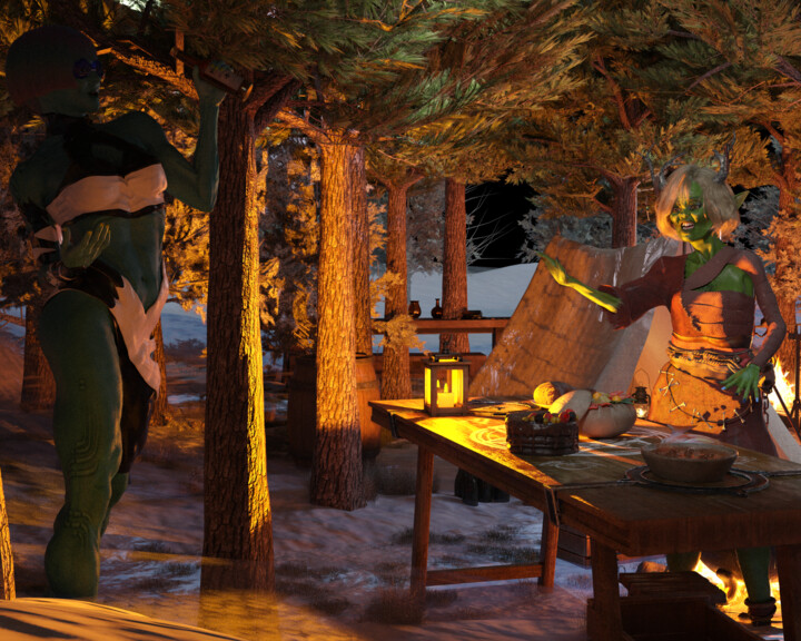 Digitale Kunst mit dem Titel "DEEP IN THE WOODS" von Freudon Saké, Original-Kunstwerk, 3D Modellierung