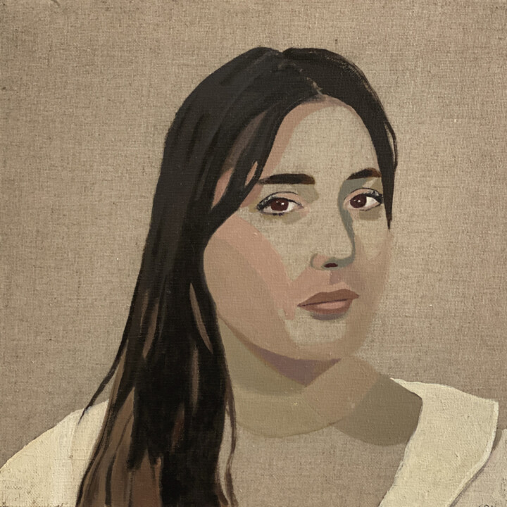 绘画 标题为“Portrait de Daphné” 由Clara Ramirez Katz, 原创艺术品, 油 安装在木质担架架上