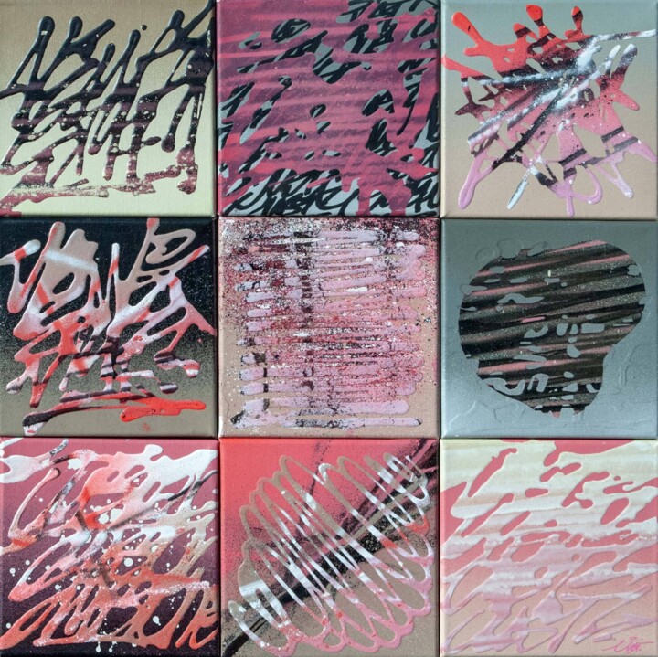 Painting titled "Grafficologik" by Just, Original Artwork, Spray paint Mounted on Wood Stretcher frame
