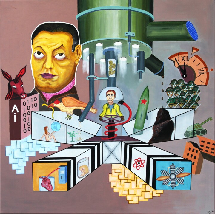 Message of Diego Rivera_Humanity at the Crossroads 绘画, 31.5x31.5 in