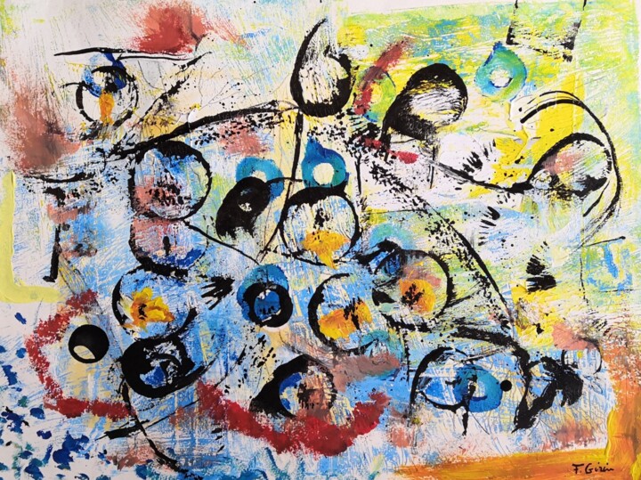 Painting titled "Danse" by Frédérique Girin, Original Artwork, Acrylic Mounted on Plexiglass