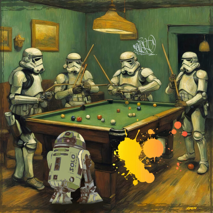 La partie de billard 绘画, 31.5x31.5 in