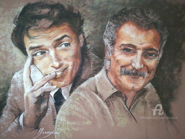 Peinture intitulée "Brassens et Brel" par Isabelle Derangere, Œuvre d'art originale, Pastel