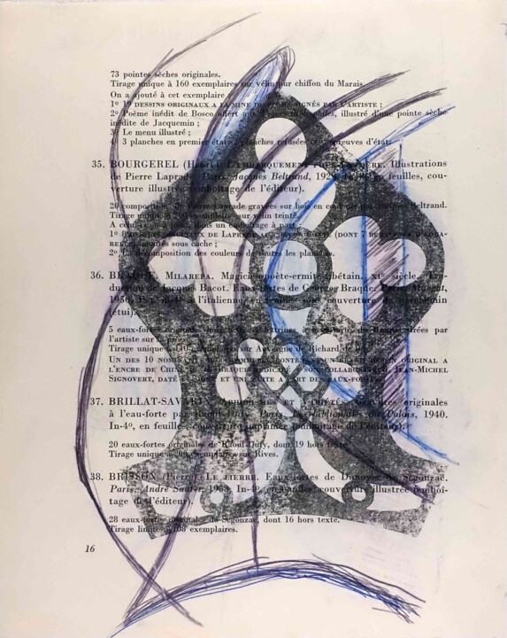 Printmaking titled "Bibliothèque d'un a…" by Xavier Debeerst, Original Artwork, Monotype