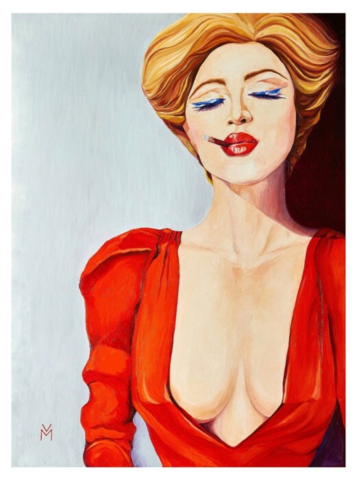 Girl with a cigarette 绘画, 27.6x19.7 in