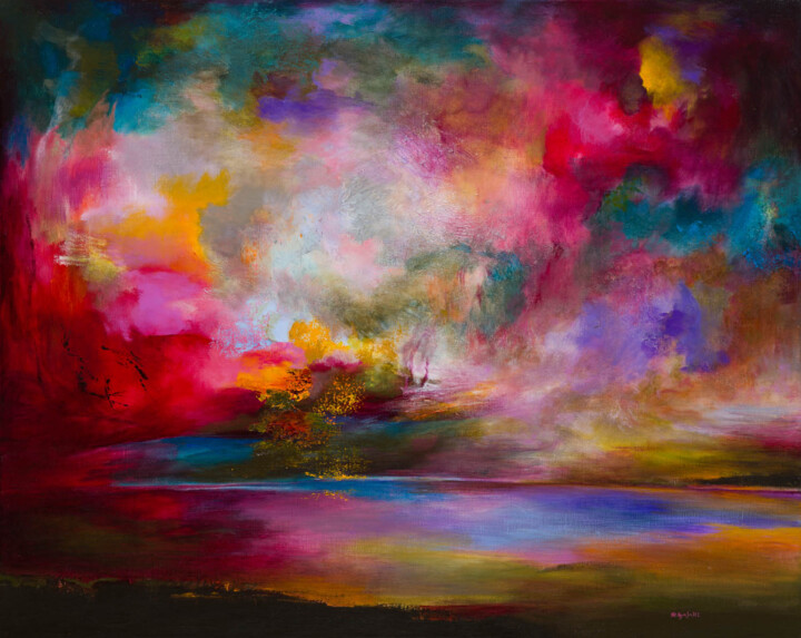Malerei mit dem Titel "Combustion, musician" von Rikka Ayasaki, Original-Kunstwerk, Acryl