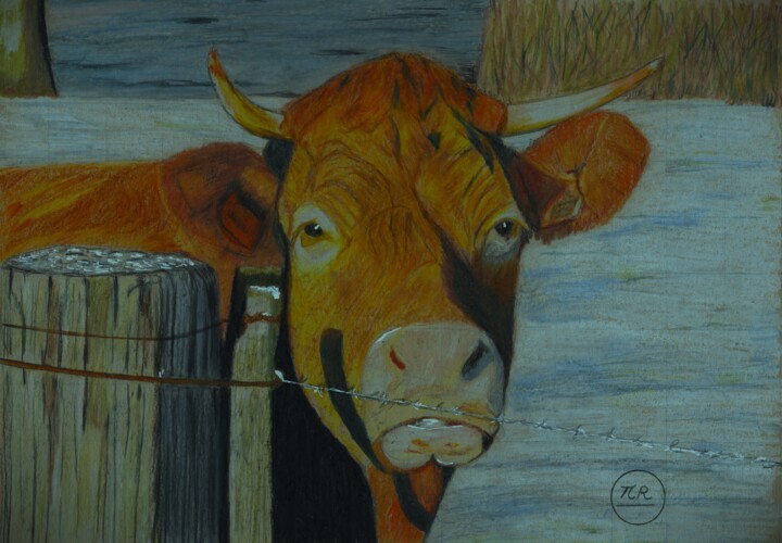 Une vache en hiver 图画, 7.9x11 in