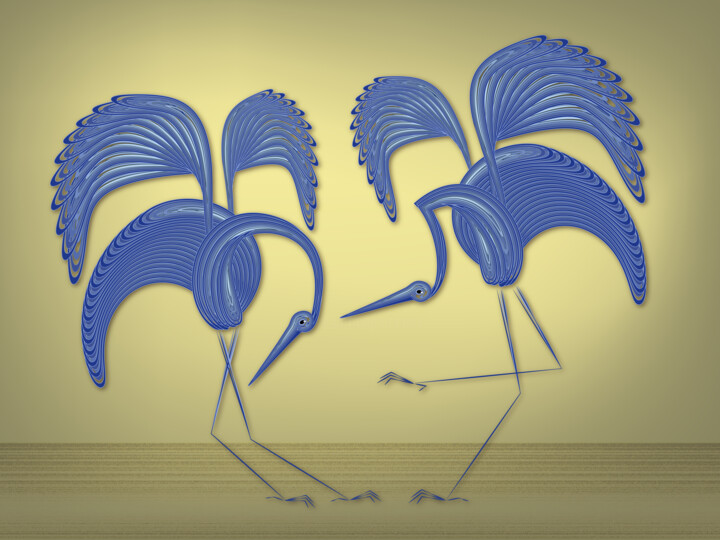 Mating dances of bluebirds 数字艺术