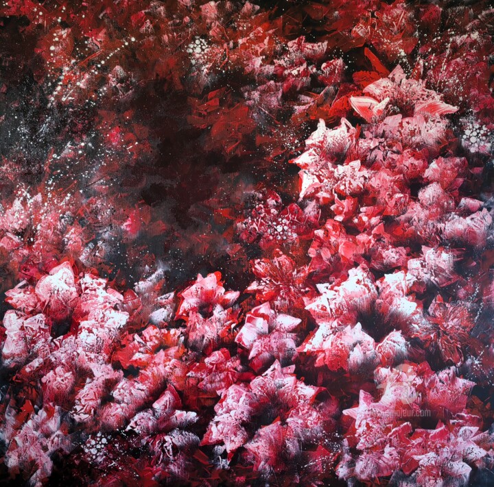 "Blossoms of Midnight Passion" Schilderij, 49,2x49,2 in