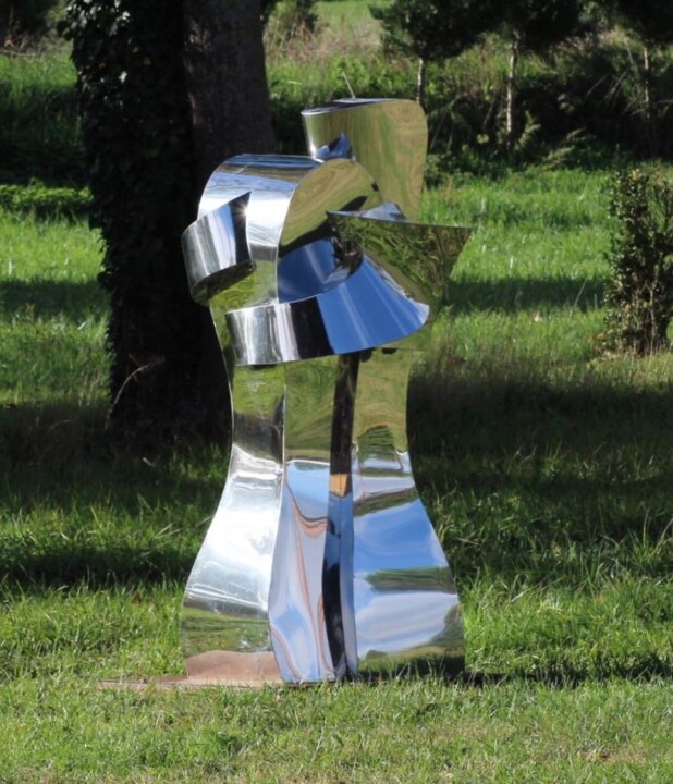 Sculpture intitulée "Le câlin brillant" par Tweak Art, Œuvre d'art originale, Métaux