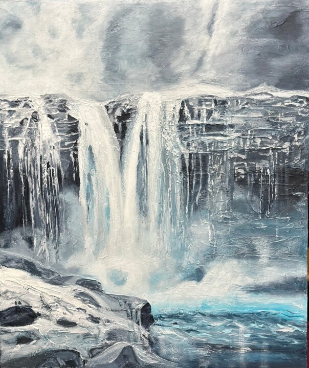 Winter waterfall 绘画, 23.6x19.7 in