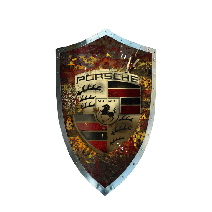 Tableau Bouclier Porsche Pop Art 数字艺术, 34.7x20.9 in