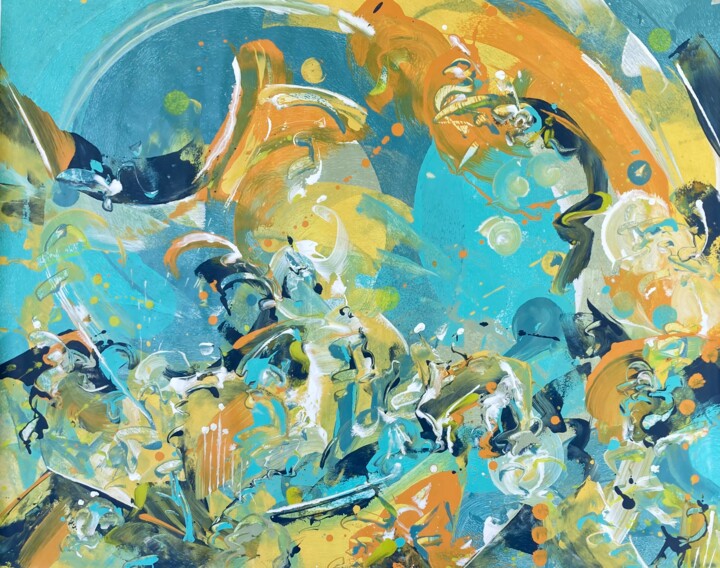 Painting titled "GENESIS IO -4-" by Delphine Bernard, Original Artwork, Acrylic Mounted on Cardboard