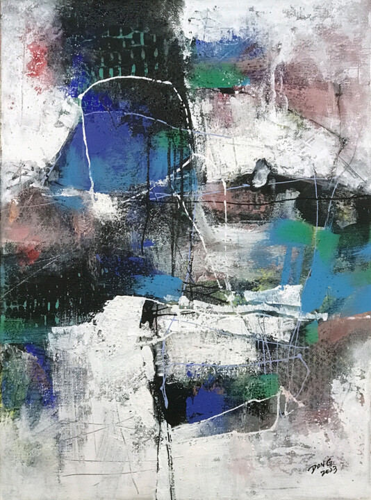 D011023 Original abstract painting, Acrylic on canvas. 绘画, 24x18.1 in