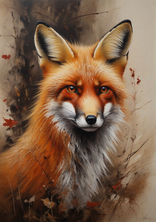 Artistic portrait of a red fox in the forest #2 数字艺术