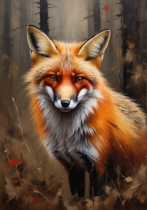 Artistic portrait of a red fox in the forest #7 数字艺术