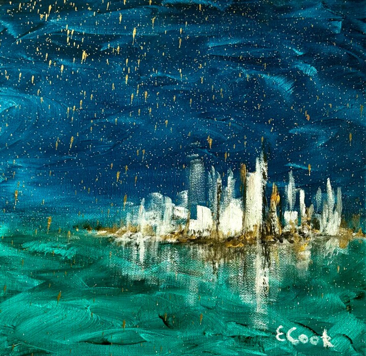 Peinture intitulée "Night of Gold" par Elisa Cook Benbassat Bassat, Œuvre d'art originale, Acrylique
