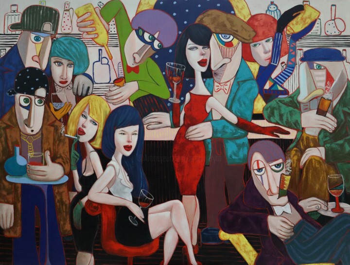 Painting titled "Connaught Bar" by Ta Byrne, Original Artwork, Oil