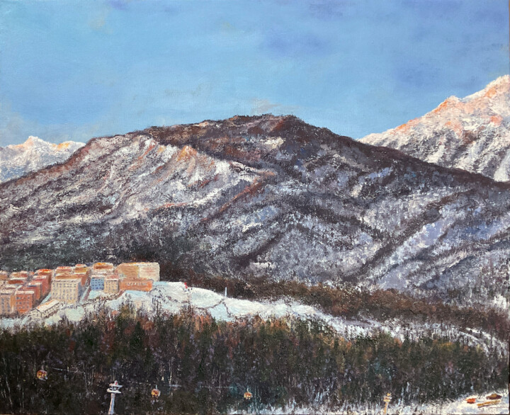 Painting titled "Mountains in Krasna…" by Albert Safiullin, Original Artwork, Oil