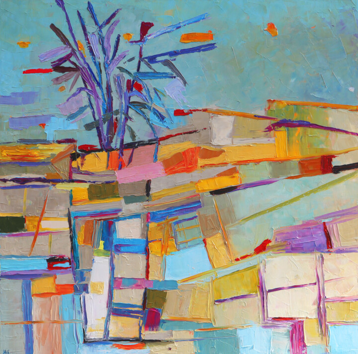 Martwa natura z wazonem abstrakcja 077 绘画, 39.4x39.4 in