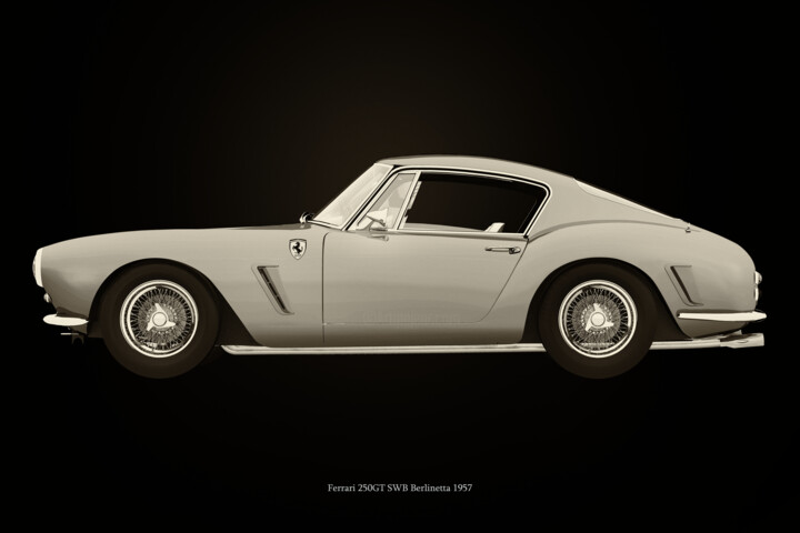 Ferrari 250 GT SWB Berlinetta Black and White 数字艺术