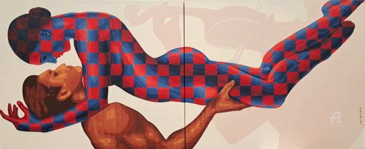 Dancing Couple 1 绘画, 30x72 in