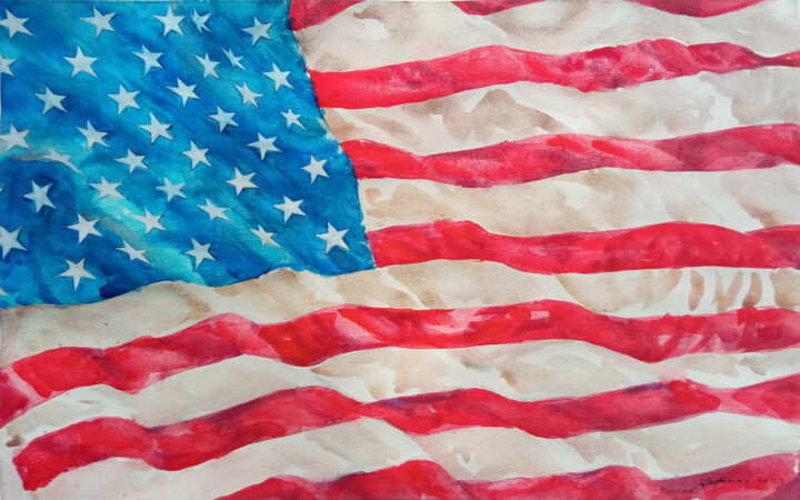 God bless America! Thank you USA! Pittura, 14,2x22,1 in