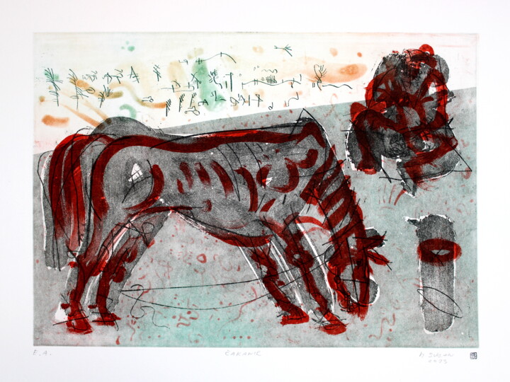 Waiting(cycle of thougts - conversations - actions) Printmaking, 13.8x19.7 in