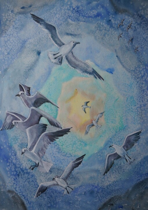 Peinture intitulée "ENVOL" par Isabelle Zwang, Œuvre d'art originale, Encre