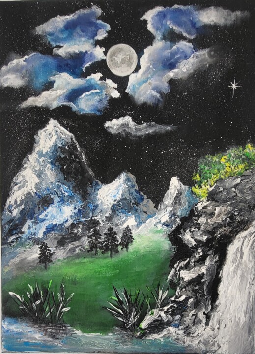 De nuit 绘画, 15.8x11.8 in