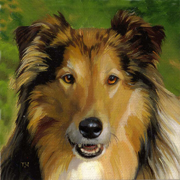 Miniature "Collie" 绘画, 3.9x3.9 in