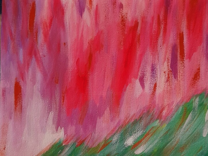 Flowers abstract original painting 绘画, 8.3x10.2 in