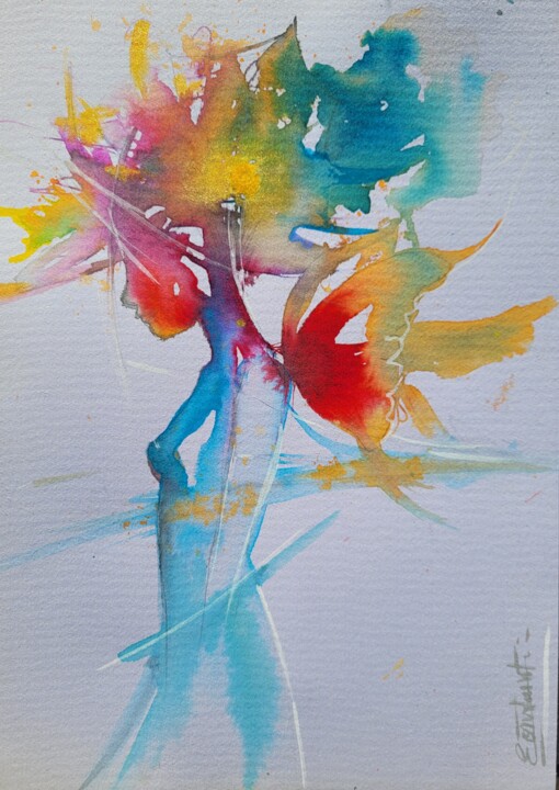 Schilderij getiteld "L'enchanteuse" door Elisabeth Constantin, Origineel Kunstwerk, Inkt
