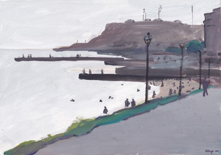 Painting titled "Golden beach" by Vladislav Zdor, Original Artwork, Gouache