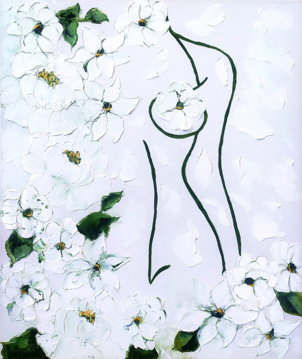 WOMAN Art Body Original Painting Oil Art Figurative 绘画, 24x20 in