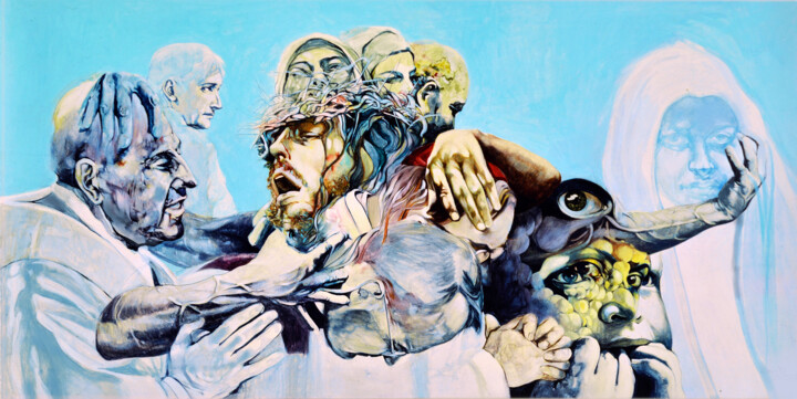 Painting titled ""THE REDEMPTING CRY"" by Giò Pasta, Original Artwork, Oil Mounted on Wood Stretcher frame