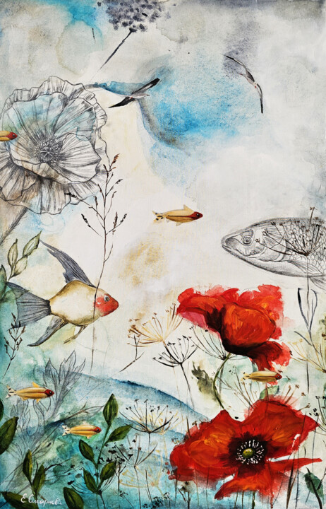 Ascoltando la canzone del vento 绘画, 31.5x19.7 in