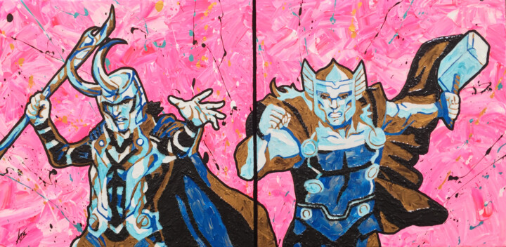 Les Frères d'Asgard 绘画, 11.8x24 in